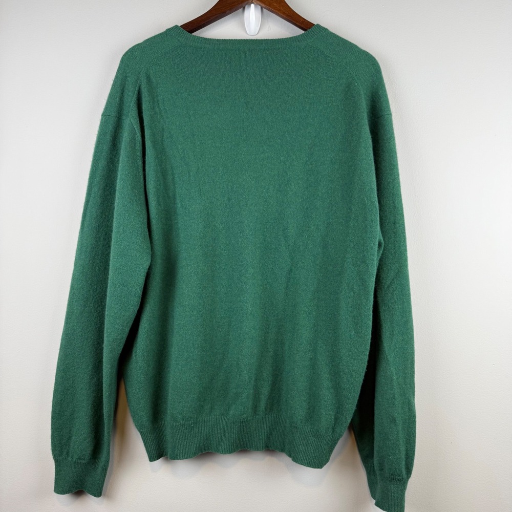 Club Room 100% Cashmere V Neck Sweater Men XL Green Quiet Luxury Academia Preppy - Picture 2 of 8